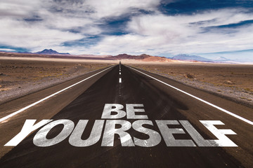 Wall Mural - Be Yourself written on desert road