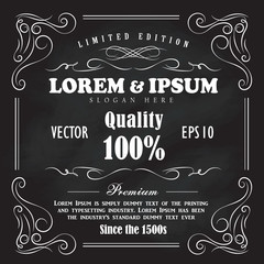 Wall Mural - vintage frame border hand drawn blackboard banner vector illustr