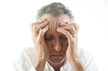 Depressed man at a desk