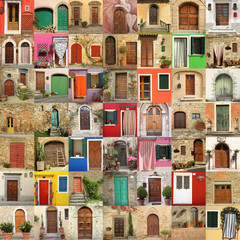 Wall Mural - abstract house made of many beautiful old italian doors