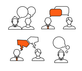 Poster - Sillhiuettes of talking people collection. Minimalism illustrati