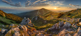 Fototapeta Natura - Panorama rocky mountain at sunset in Slovakia