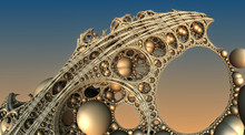 Abstract Background, Fantastic 3D Gold Structures, Fractal Design.