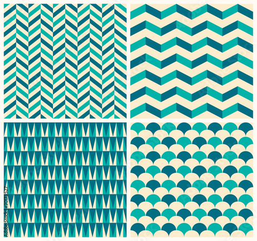 Naklejka - mata magnetyczna na lodówkę Vintage pattern collection
Set of four seamless pattern with geometric motifs 