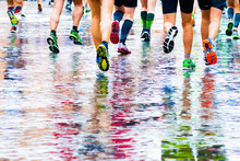 Runners In Marathon Abstract Legs