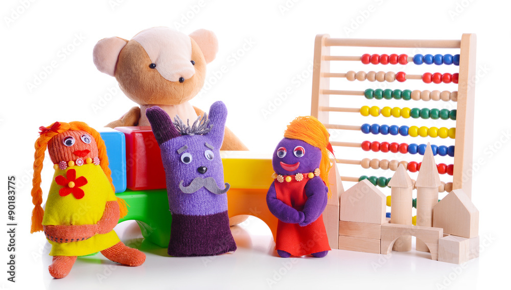 Pile of toys isolated on white