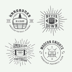 Wall Mural - Set of vintage rugby and american football labels, emblems and l