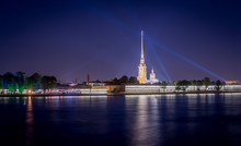 Peter And Paul Fortress With Night Lights