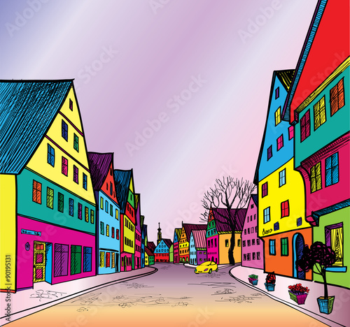 Street Perspective Cityscape Houses Buildings And Tree On Alleyway Old City View Medieval European Castle Landscape Stock Illustration Adobe Stock Street Perspective Cityscape Houses Buildings And Tree On Alleyway Old City View Medieval European Castle Landscape Stock Illustration Adobe Stock