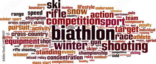 Plakaty biegi narciarskie  koncepcja-chmura-slowa-biathlon-ilustracja-wektorowa
