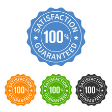 100% Satisfaction Guaranteed Seal Or Label Flat Icon