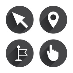 Poster - Mouse cursor icon. Hand or Flag pointer symbols.