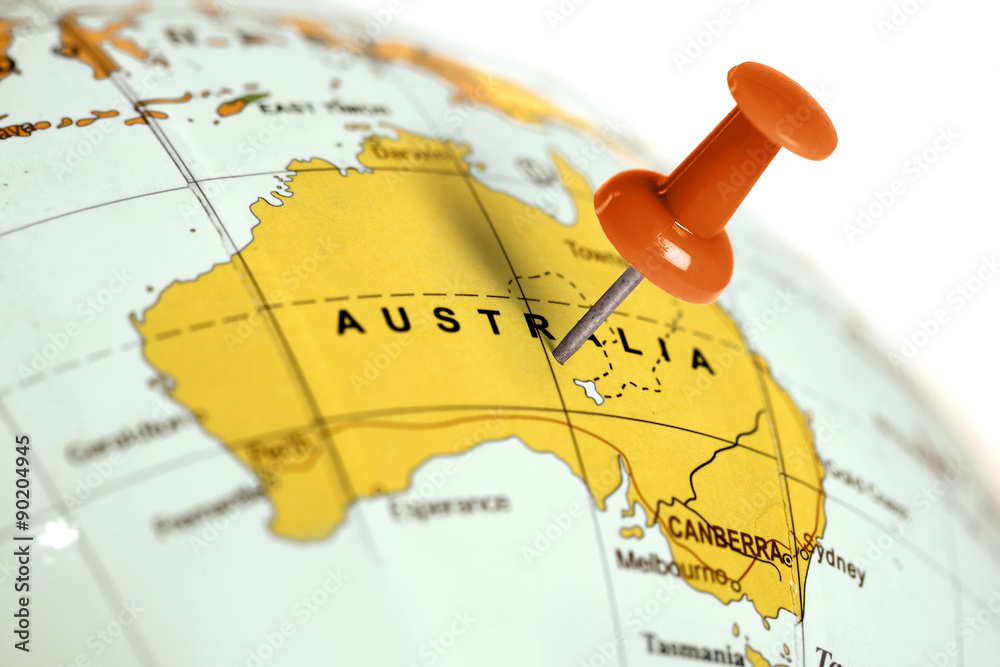 Location Australia. Red pin on the map. - obrazy, fototapety, plakaty 