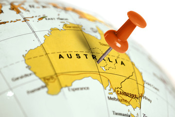 location australia. red pin on the map.