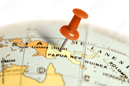 Fotografía Location Papua New Guinea. Red pin on the map.