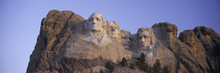 Sunrise Panoramic Image Of Presidents George Washington, Thomas Jefferson, Teddy Roosevelt And Abraham Lincoln At Mount Rushmore National Memorial, South Dakota