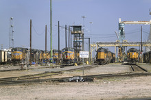 Yellow Train Engines At Union Pacific's Bailey Railroad Yards, North Platte, Nebraska, The Worlds Largest Classification Railroad Yard