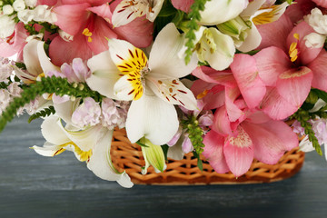 Sticker - Beautiful floral arrangement in basket close up