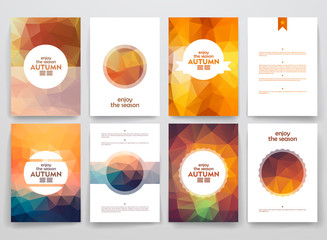 Canvas Print - Set of brochures in poligonal style on autumn theme