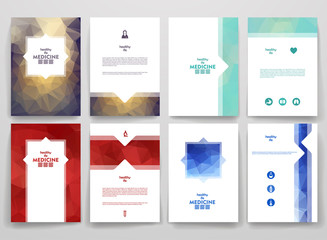 Canvas Print - Set of brochures in poligonal style on medicine theme