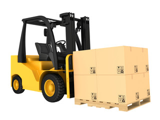 Wall Mural - Forklift truck with boxes on pallet.