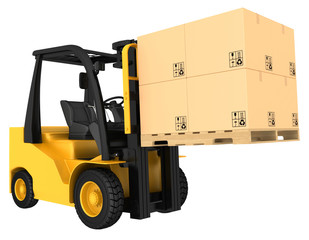 Wall Mural - Forklift truck with boxes on pallet