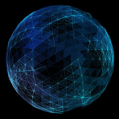 Wall Mural - abstract blue network globe. technology concept of global