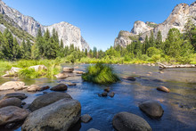 Classic View Of Yosemite Valley In Yosemite National Park, California, USA.