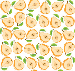 Wall Mural - yellow pears halves seamless pattern