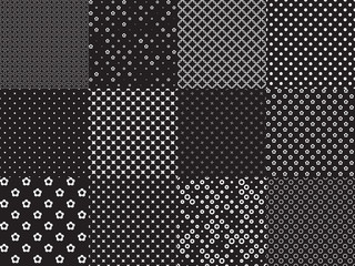 Poster - black and white different seamless patterns