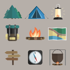 Wall Mural - hiking icons