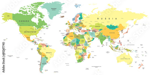 Naklejka na szybę World map - highly detailed vector illustration.