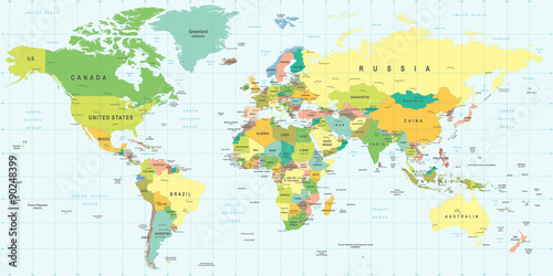 Fototapeta na wymiar World Map - highly detailed vector illustration.