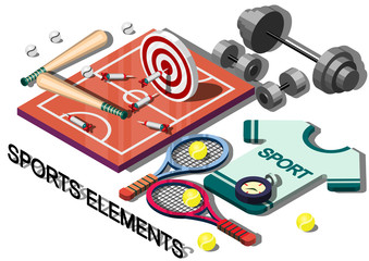 illustration of info graphic sports equipment concept in isometric graphic