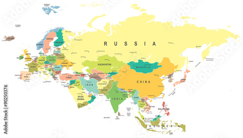 Fotomural Eurasia map - highly detailed vector illustration.