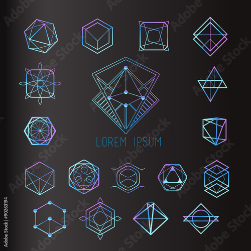 Fotomural Sacred geometry forms, shapes of lines, logo, sign, symbol