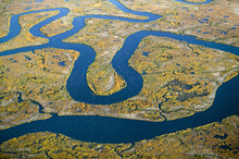 Aerial View Of Marsh, Wetland Abstraction Of Salt And Seawater, And Rachel Carson Wildlife Sanctuary In Wells, Maine