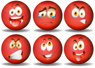 Sticker - Facial expressions on red ball