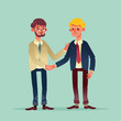 two businessman shaking hands illustration cartoon character