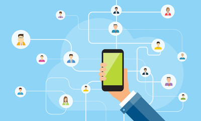 Aufkleber - business people online connection on mobile concept