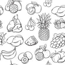 Hand Draw Fruits Pattern.