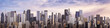Day city panorama / 3D render of daytime modern city under bright sky