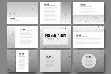 Poster - Set of 9 vector templates for presentation slides. Molecule