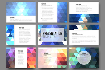 Poster - Set of 9 templates for presentation slides. Abstract vibrant