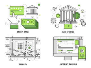 Aufkleber - Banking security flat line illustration