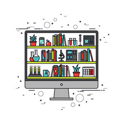 Poster - computer education line style illustration
