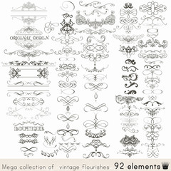 Wall Mural - set of vector calligraphic elements and page decorations