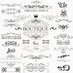 Wall Mural - set of vector calligraphic elements and page decorations
