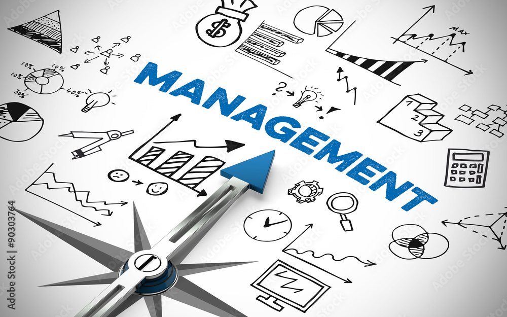 Arrow pointing to management concept - obrazy, fototapety, plakaty 