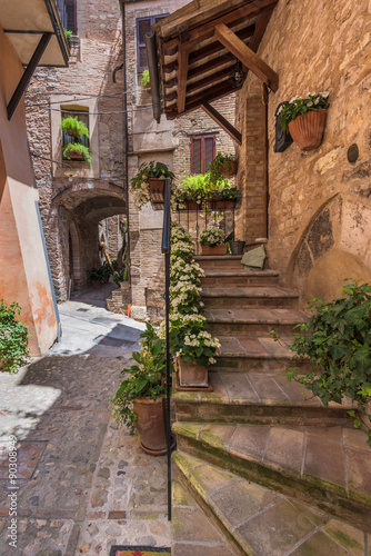 Naklejka na drzwi Streets and stairs in a beautiful colored town in central Italy